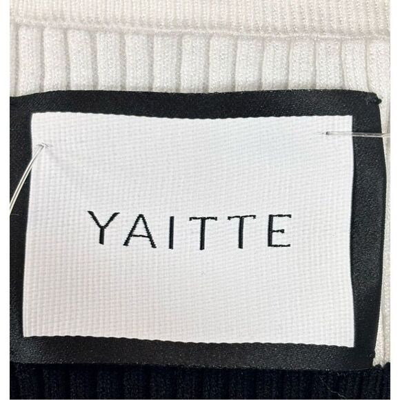 YAITTE Exclusive Ribbed Midi Halter Dress in White & Black NWT Size Small - Picture 4 of 6